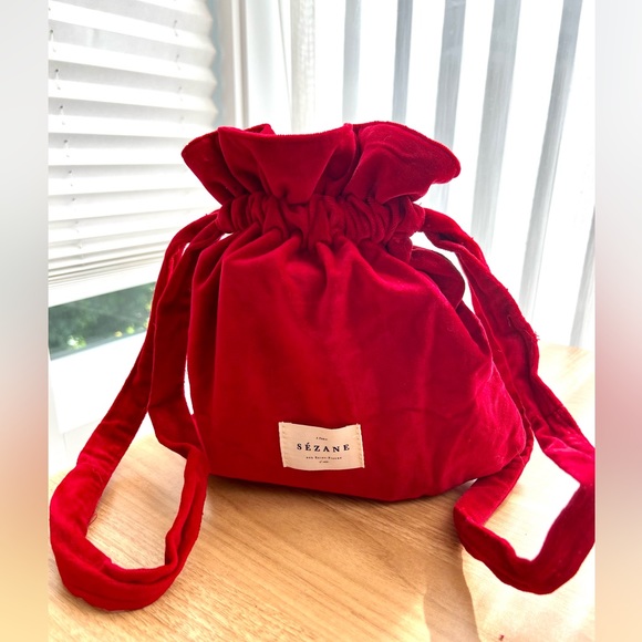 Sezane Bags New Sezane Red Velvet Bucket Bag Poshmark